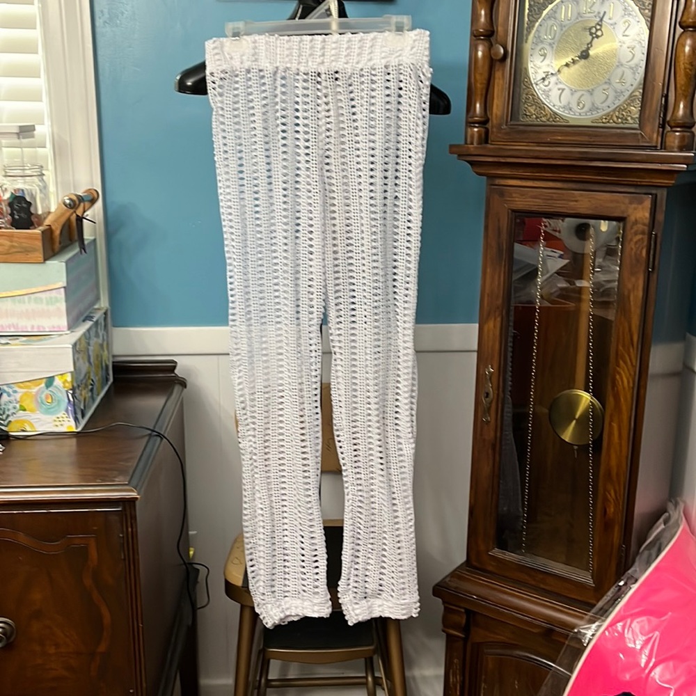 OBJEX white crochet? Lace? Beach/bathing suit cover up pants